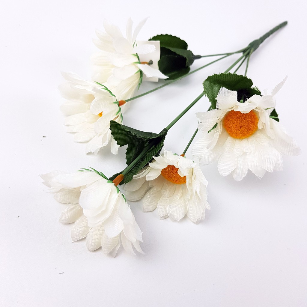 Bunga Daisy S Murah 30cm / Bunga Kain/ Bunga Palsu/ Bunga Plastik-Putih