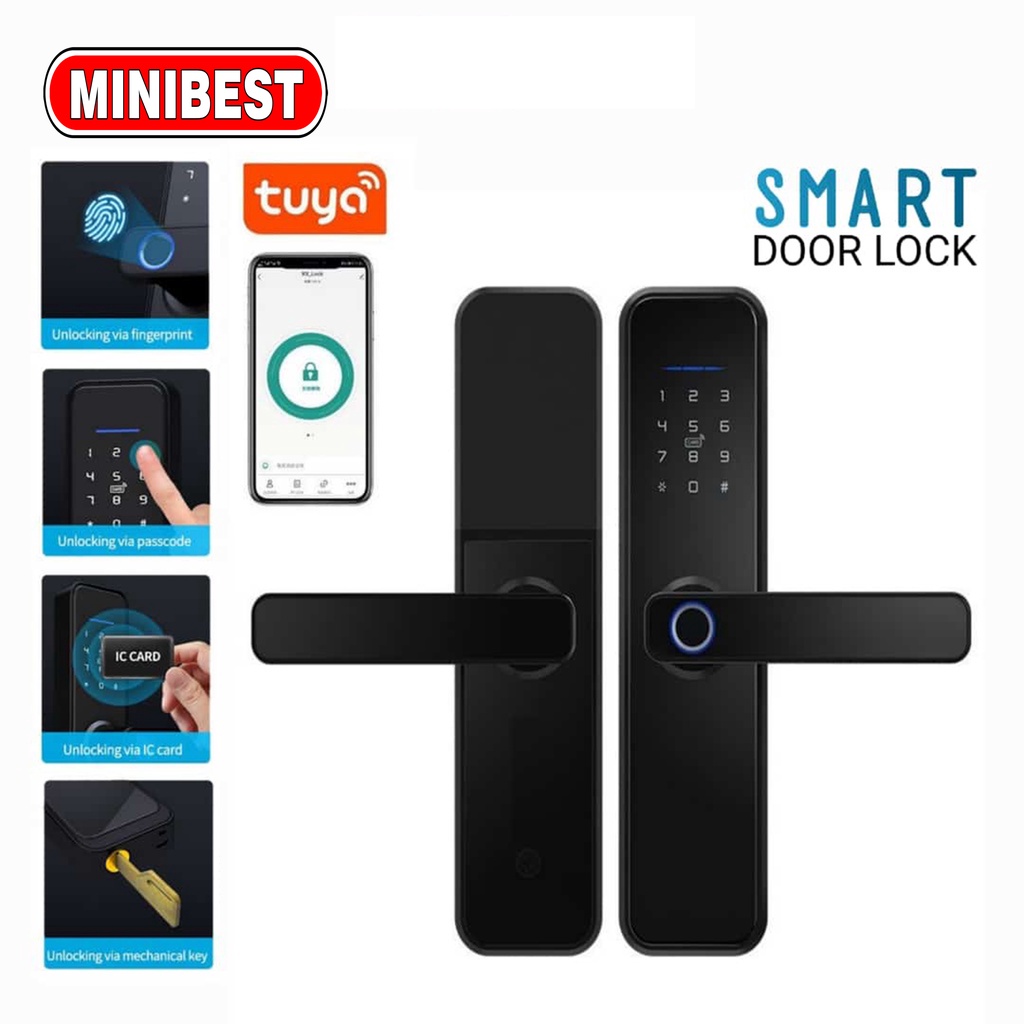 [MB] Smart Door Lock Digital Handle Kunci Pintu handle Sidik Jari Fingerprint Password - Smart Home smart door lock tuya