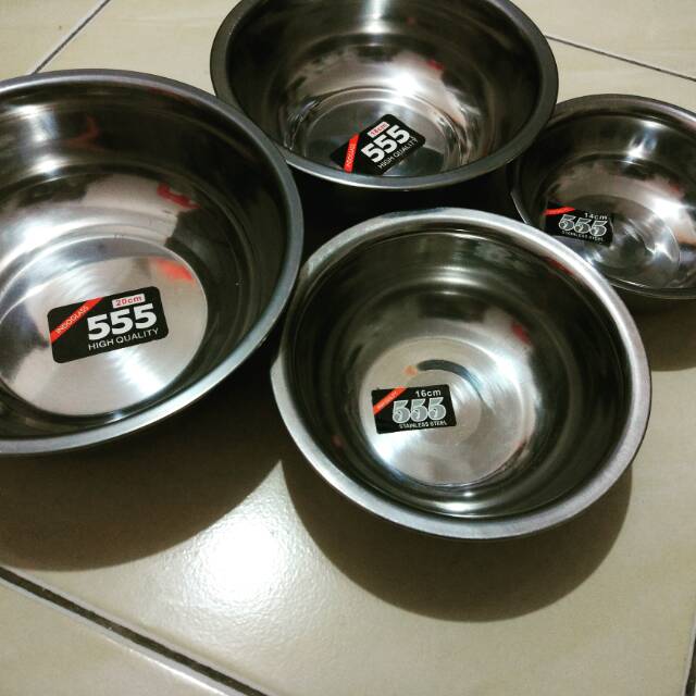 Mangkok Stainless Steel Satu Set Isi 3 Mangkok Stainless Steel