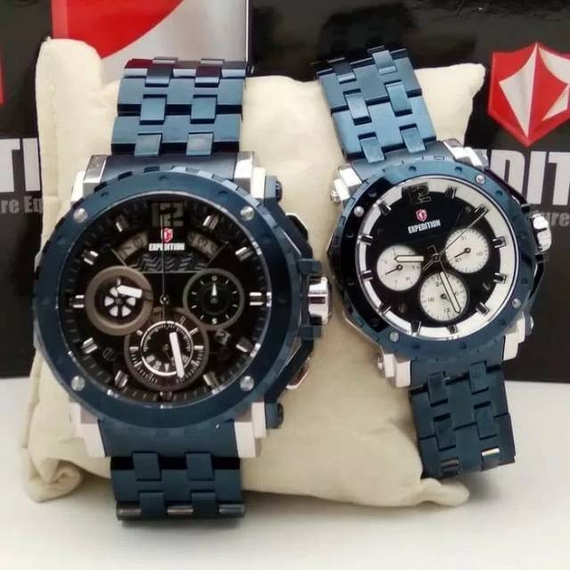 Jam Tangan Couple Expedition E 6402 Blue Silver Original