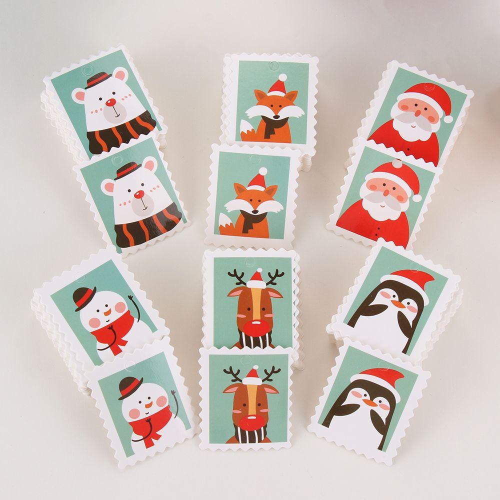 Solighter 100PCS Label Natal DIY Xmas Dekorasi Kertas Kartu Pembungkus Kado