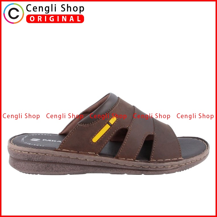 SANDAL SLIDE PAKALOLO PRIA ORIGINAL CASUAL KULIT ASLI COKLAT PB18