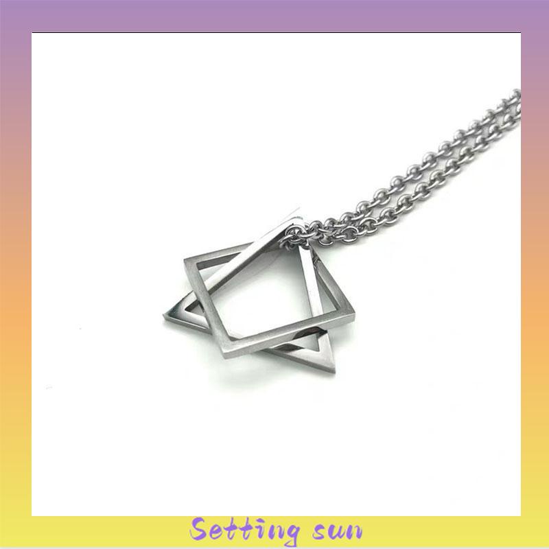 Kalung Liontin Bentuk-SWegitiga Geometris Bahan Titanium-SWteel Gaya Hip Hop Untuk Unisex TN