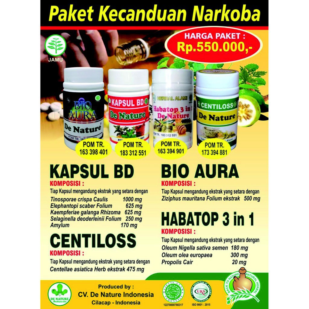 OBAT KECANDUAN NARKOBA | REHABILITASI | NARKOTIKA | PECANDU | ORIGINAL / ASLI DARI DE NATURE