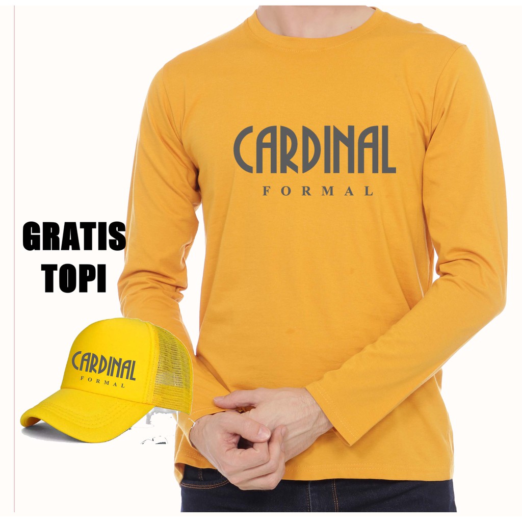Gratis Topi Baju Kaos Lengan Panjang CF Abu terbaru bahan premium cotton combed 30s
