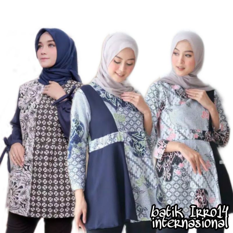 tey-17 Batik wanita ASJ SA HRB026 Kenongo Kemeja Tosca Pendek