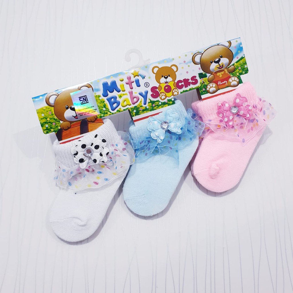 COD Kaos Kaki Anak Motif Renda Isi 3 pcs