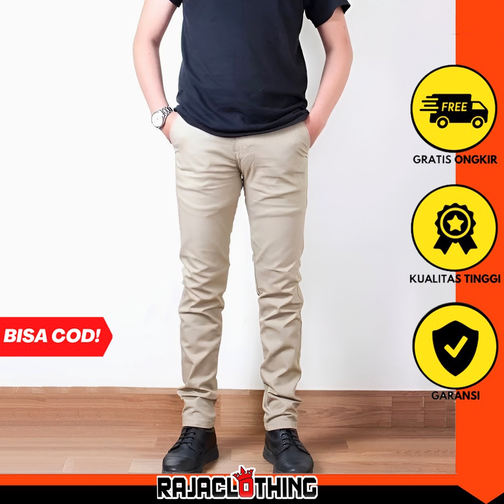 RCL - CELANA CHINO CREAM ORIGINAL PREMIUM PRIA SLIM FIT STRETCH CASUAL FORMAL CHINOS PREMIUM ( 27 s/d 34 S s/d XL )