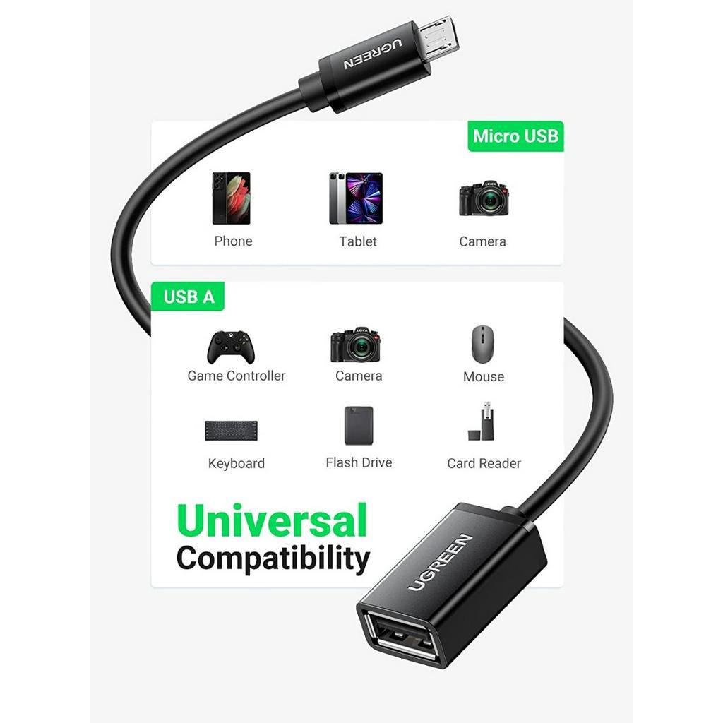 UGREEEN Kabel Adapter OTG Micro Male ke USB 2.0 Female