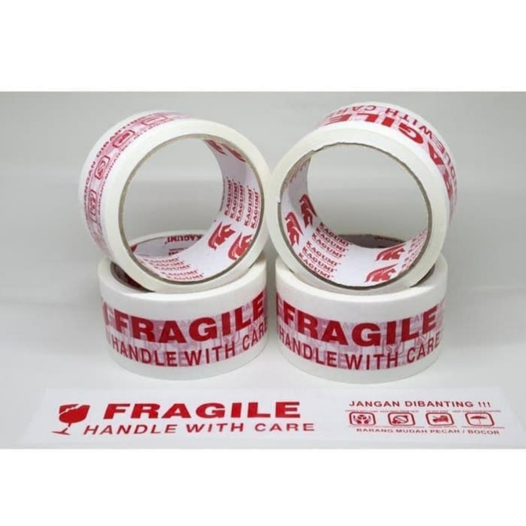 

SUPER MURAH !! LAKBAN FRAGILE PUTIH SUPER SALE 2 INCH 48 MM 50Y GROSIR-KCW