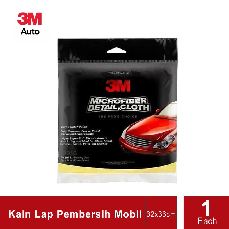 3M 39016 Microfiber Detail Cloth - Lap Pembersih Mobil - 1 Each - Kuning