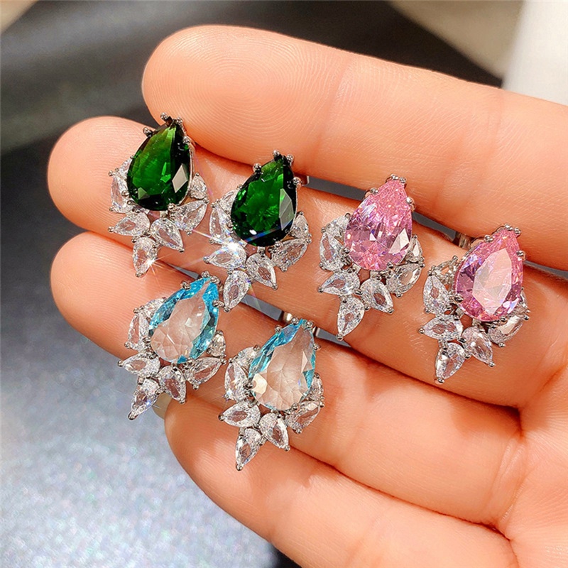 Anting Stud Warna-Warni Untuk Aksesoris Pesta Pernikahan Wanita