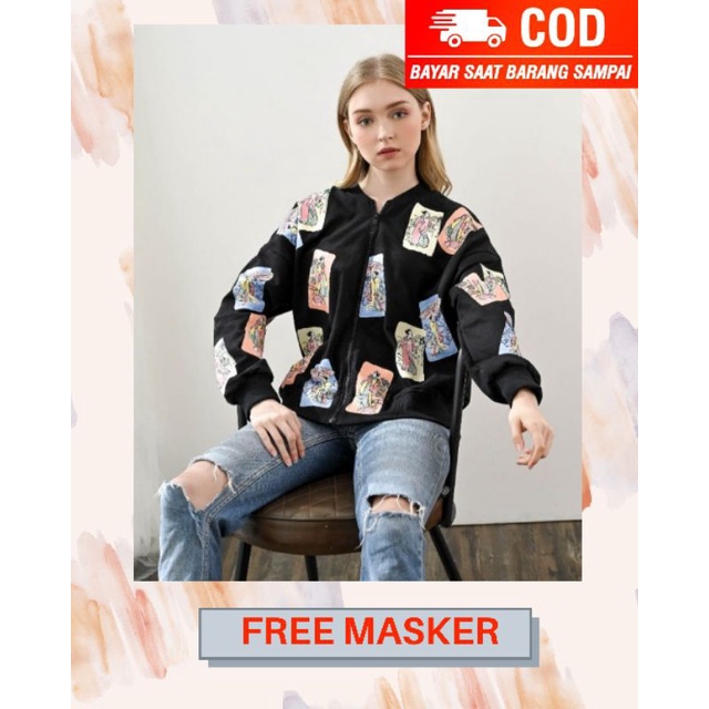 JAKET ZARA GIRL FULL PRINT + FREE MASKER