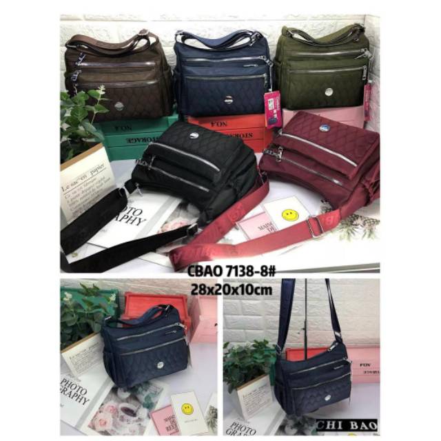 TAS WANITA IMPORT CHIBAO 7138-8 BORDIR 3 RES BESAR JINJING+SELEMPANG