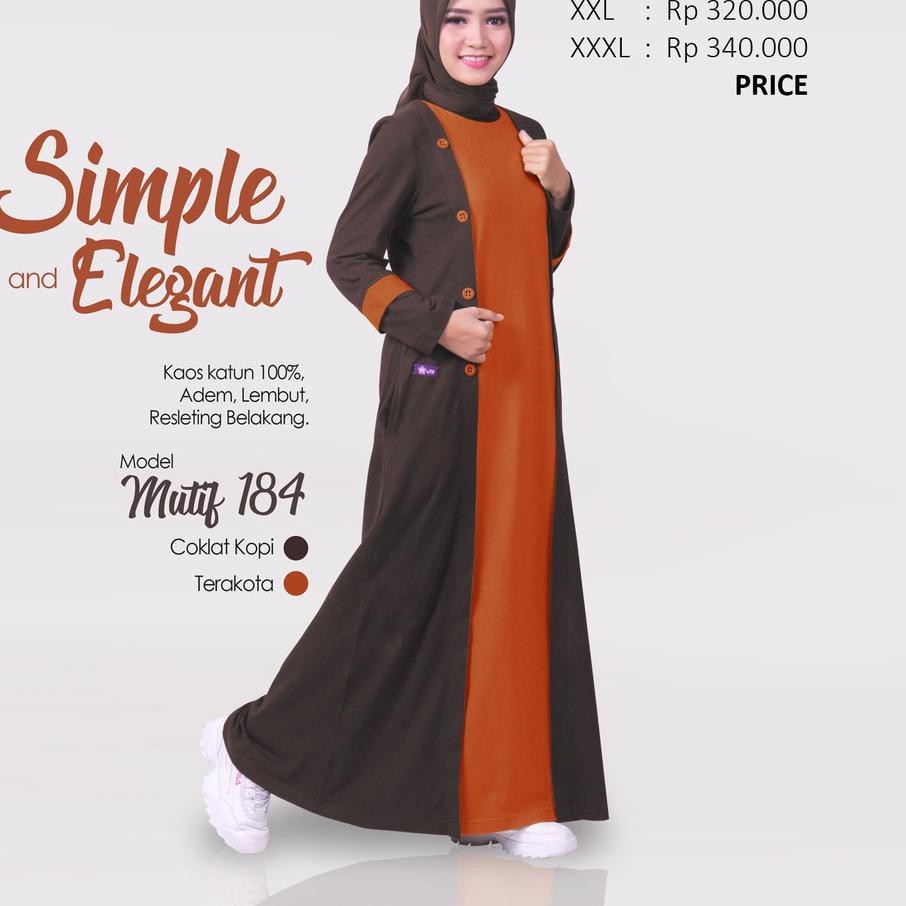 Promo MUTIF 184 BIRU NAVY HIJAU SAMPURNA COKLAT KOPI TERAKOTA MERAH CABE GAMIS MUTIF