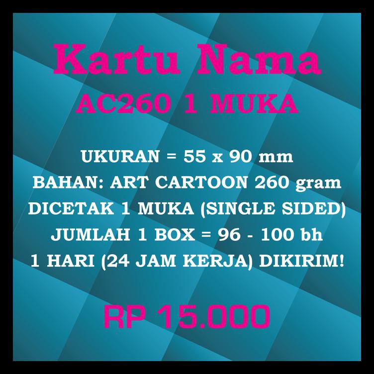 

Print Cetak Kartu Nama Bahan AP260 1 Muka LIMITED EDITION