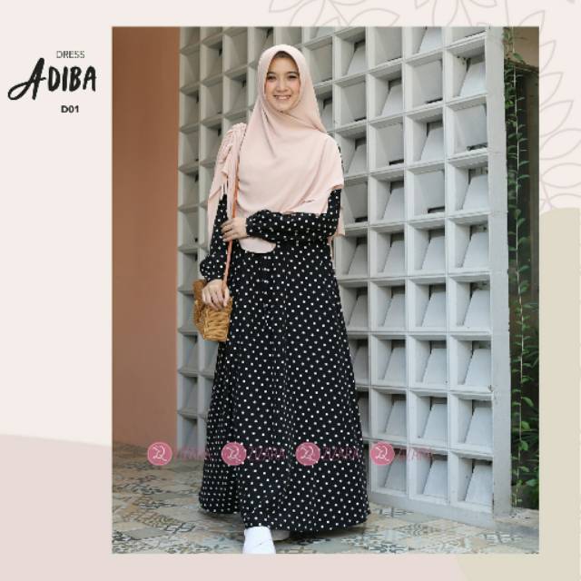Adiba dress 01 ZIZARA - adiba hitam - gamis polkadot -