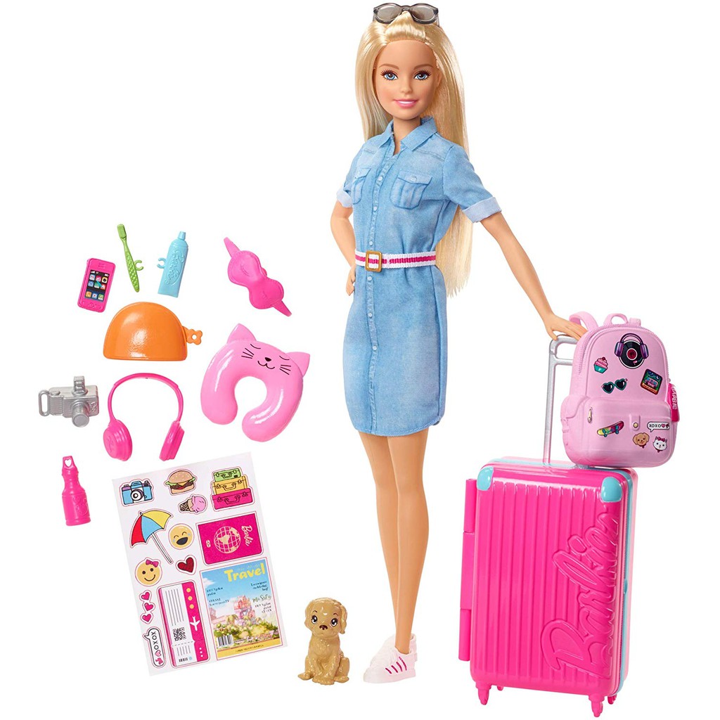 mattel barbie travel doll and accessories