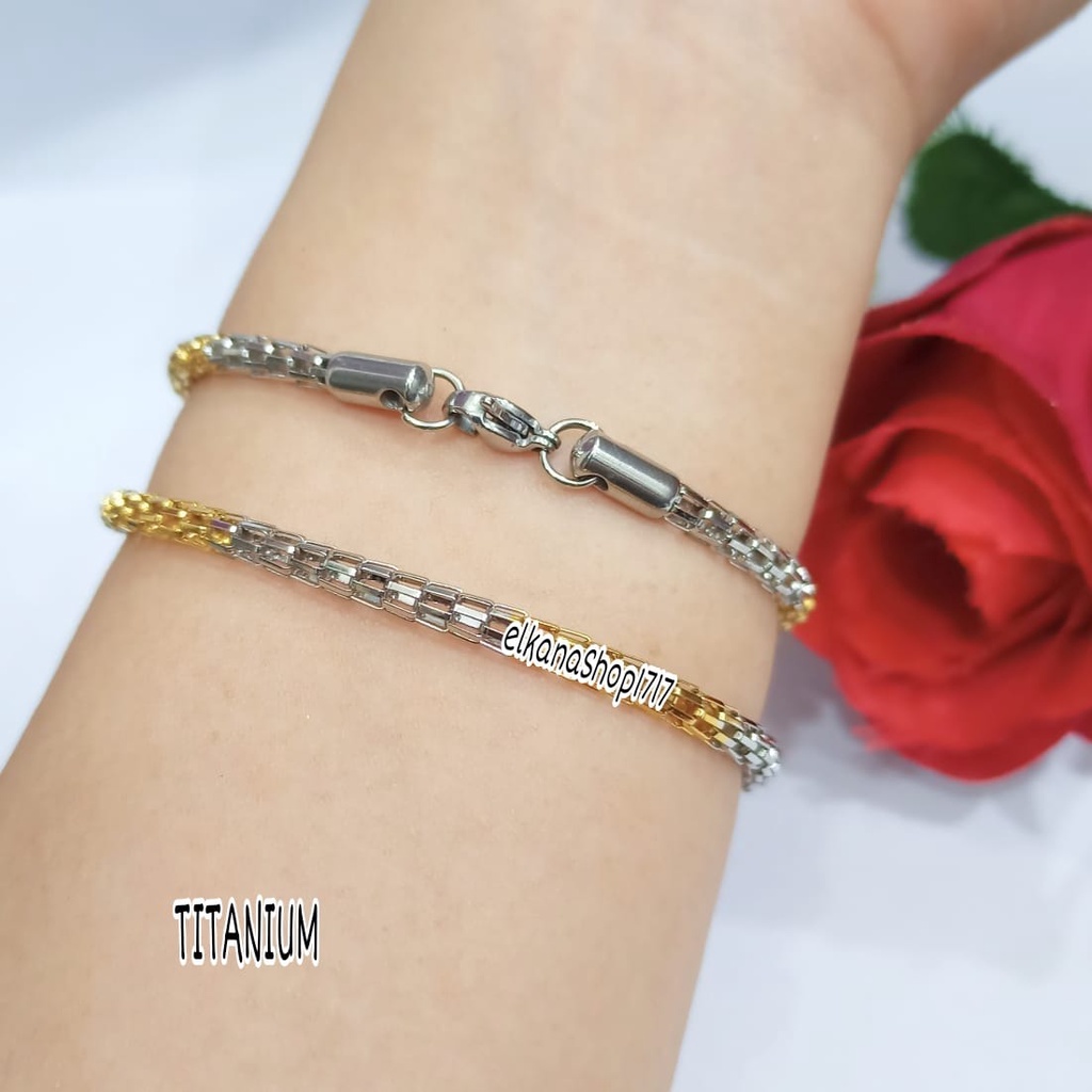 GELANG TITANIUM POLOS KOMBINASI WARNA ANTI KARAT&amp;ANTI LUNTUR PERHIASAN MURAH BERKUALITAS