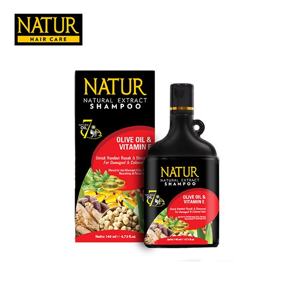 natur shampoo olive oil dan vitamin E 140ml