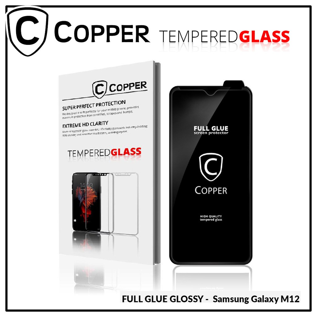 Samsung M12 2021 - COPPER Tempered Glass Full Glue Premium Glossy