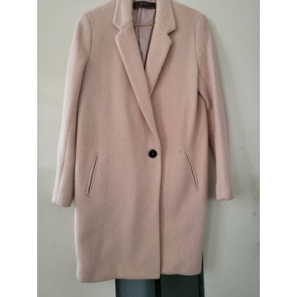 preloved zara coat untuk winter autumn spring soft pink ukuran S