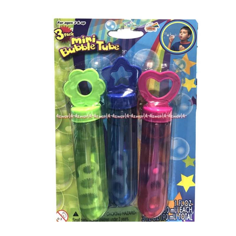 Rainbow Bubble Mini Bubble Tube Set Mainan Gelembung Balon Isi 3 Tabung Tidak Licin Dilantai Babel Babbel