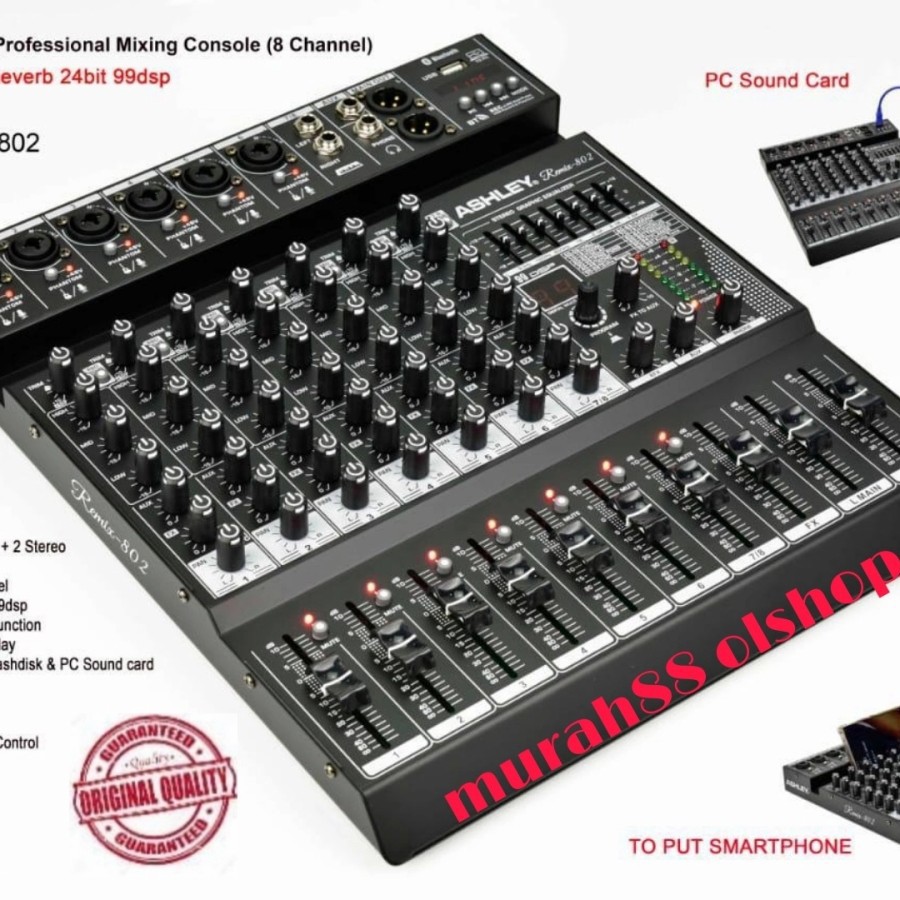 mixer ashley 8ch remix-802 Bluetooth original with soundcard