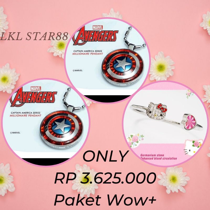 Paket Pendant Captain America 2 Pcs + Bangle Hello Kitty ORIGINAL MCI