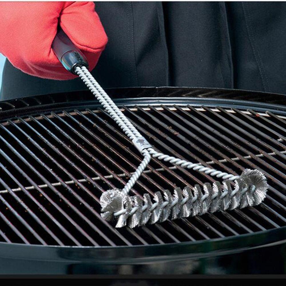 Solighter BBQ Brush Barbecue Scraper Pembersih Panggangan Tahan Lama Kawat Stainless Steel