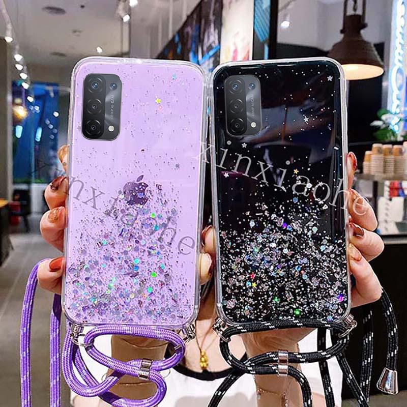 Case Tali Nagita Oppo A16 A54 A55 5G A74 4G A74 5G F19S 2021 Lanyard Glitter Gantungan