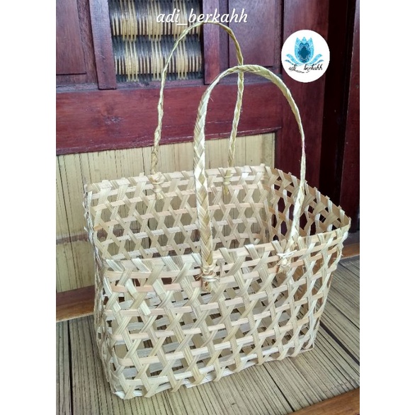 Anyaman bambu tas hidangan 30x20x20