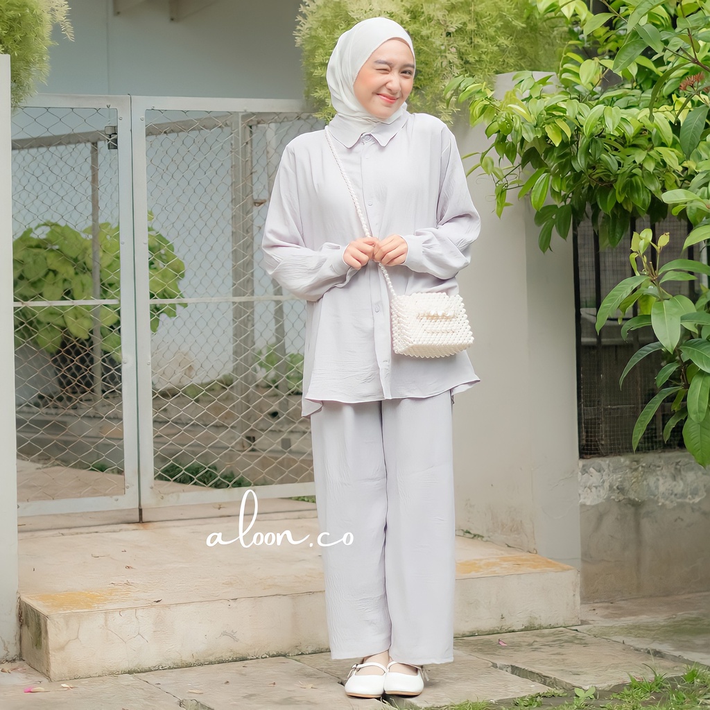 Feminia Set Crinkle Airflow Premium Busui Friendly – One Set Wanita – Setelan Wanita Daily