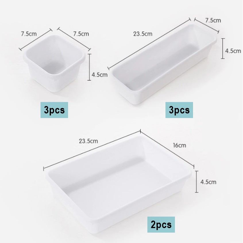 Kotak Pembatas Laci Storage Box Drawer Organizer Tempat Penyimpanan Set 8in1