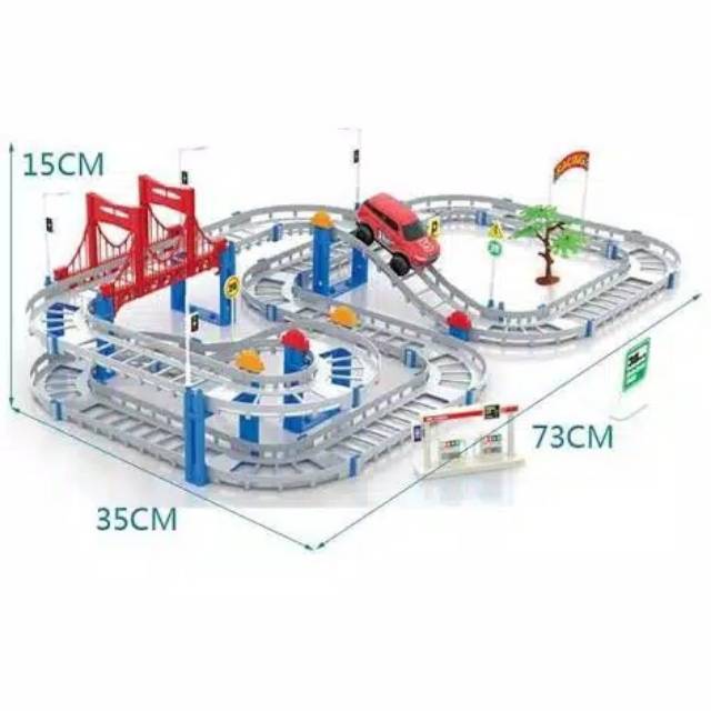 Tma / Mainan Anak Mobil Lengkap Rail warna warni Dan abu-abu Dengan Track / Mainan Lintasan Mobil