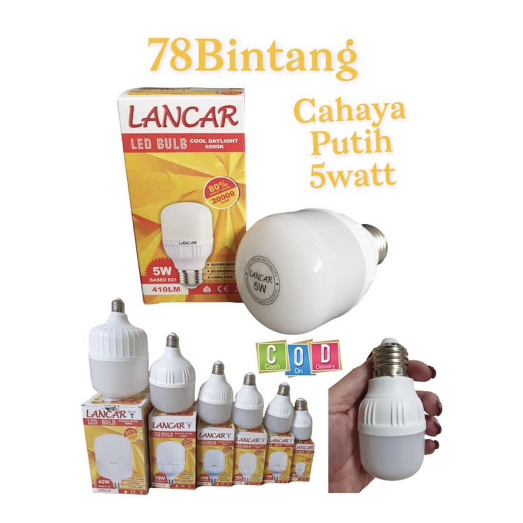 78Bintang LAMPU LED 5 WATT LANCAR SNI PUTIH - BOHLAM LAMPU 5WATT PUTIH - LAMPU LED 5 WATT - BOHLAM L