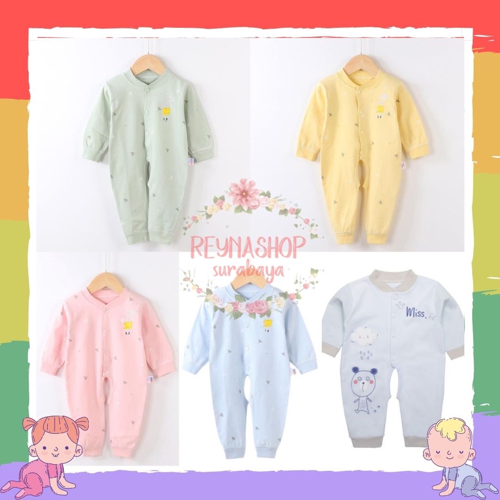 (UBF-UBJ) Jumper Panjang Bayi Kancing-Jumsuit Bayi-Baju Tidur Bayi Anak Panjang Import