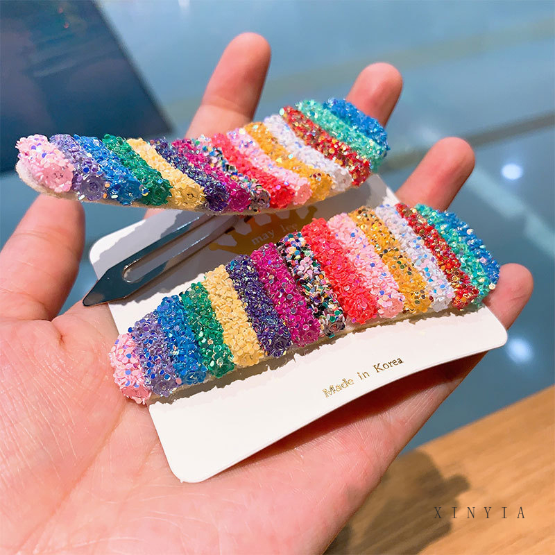 Rainbow Hair Claw Jepit Rambut Besar Untuk Aksesoris Fashion Wanita Korea