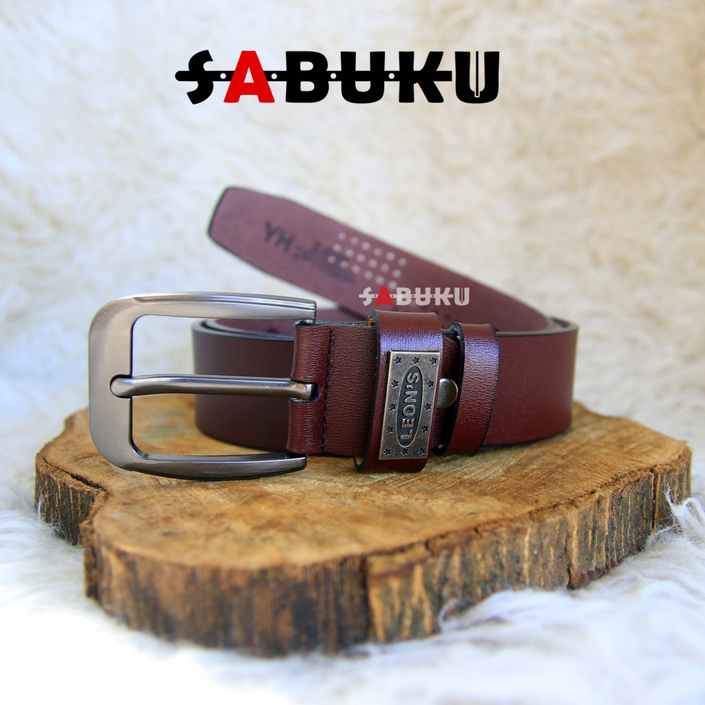 Ikat Pinggang Pria Kulit Leather Model Jarum Sabuk Pria Kulit Men Belt Fashion  - 006