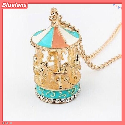 Bluelans Sweet Enamel Carousel Merry Go Round Horse Charm Pendant Sweater Chain Necklace