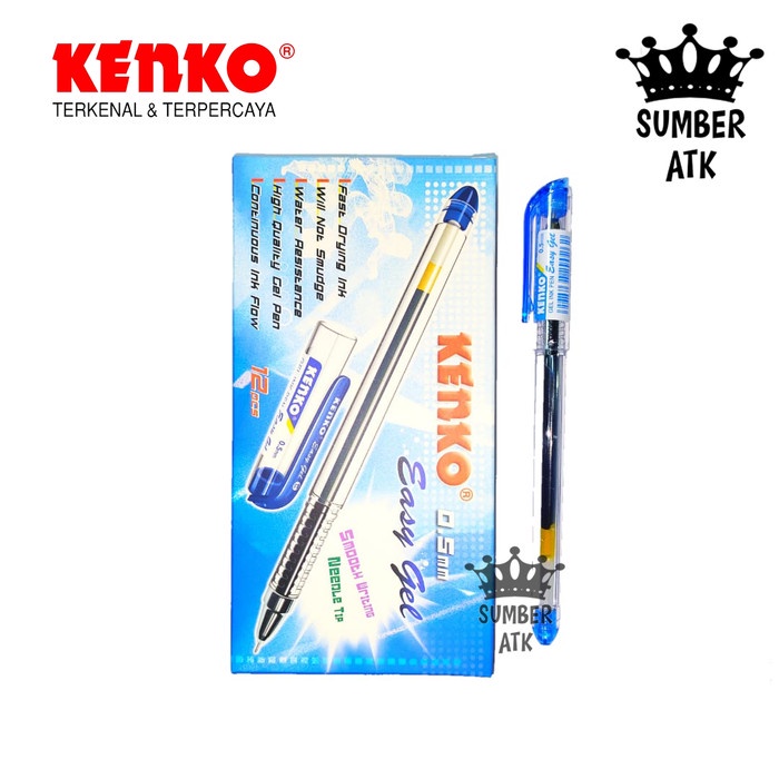 

GEL PEN Easy Gel 0.5 mm KENKO 1 LUSIN 12 PCS - Biru