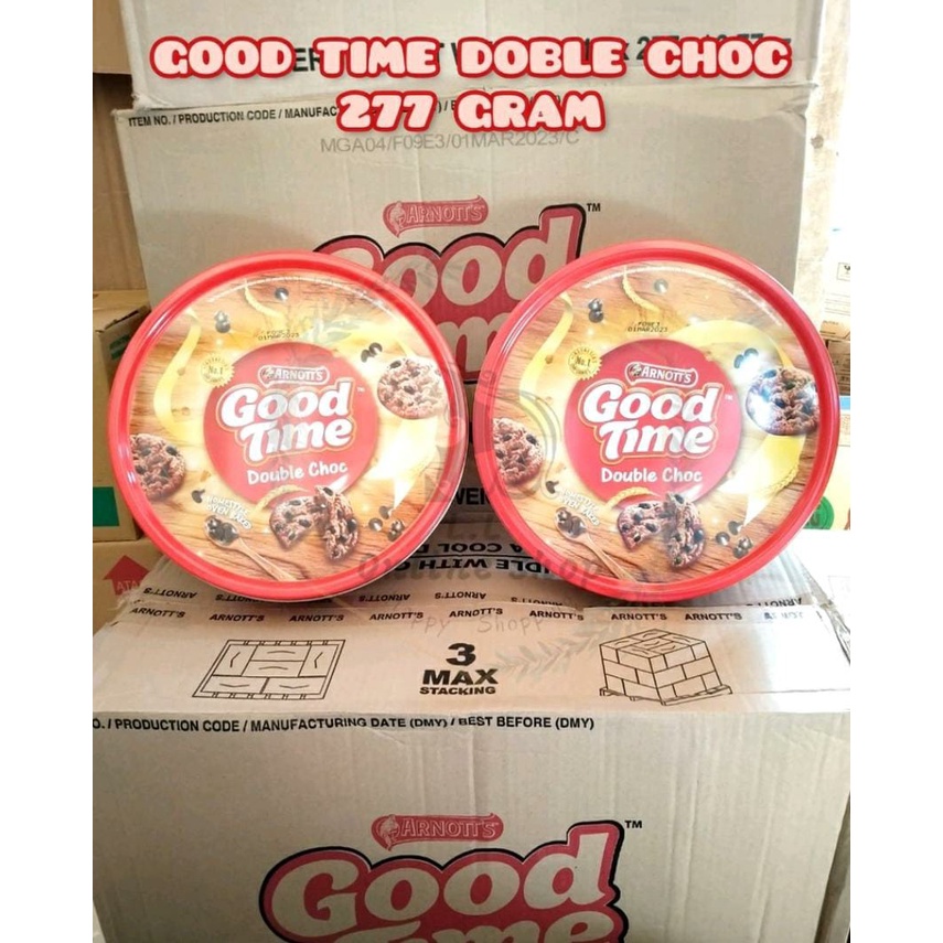 

good time cookies double choco 277gr isi 12 kaleng/dus