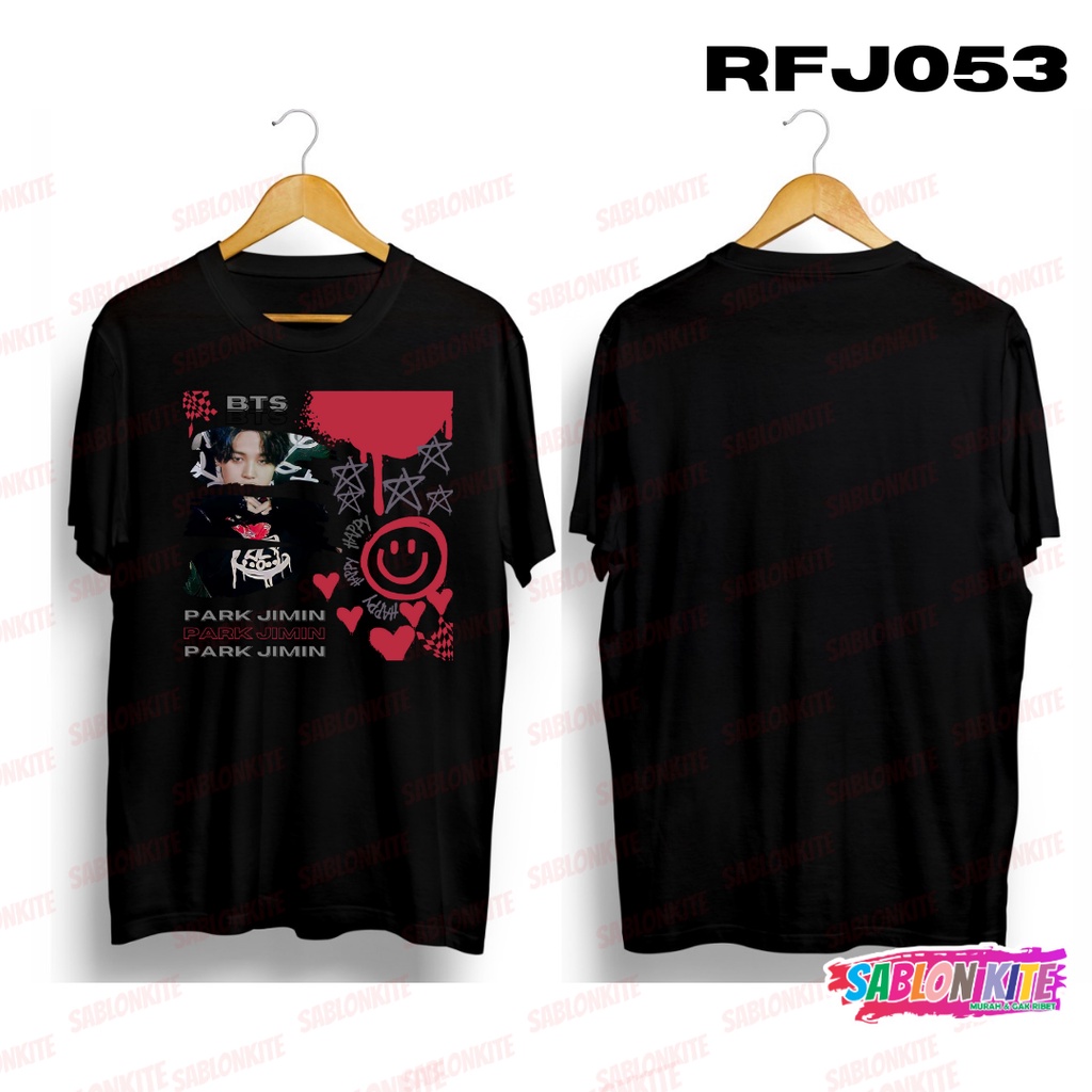 MURAH!!! KAOS KPOP PARK JIMIN SMILEY PAINT RFJ053 COMBED 30S