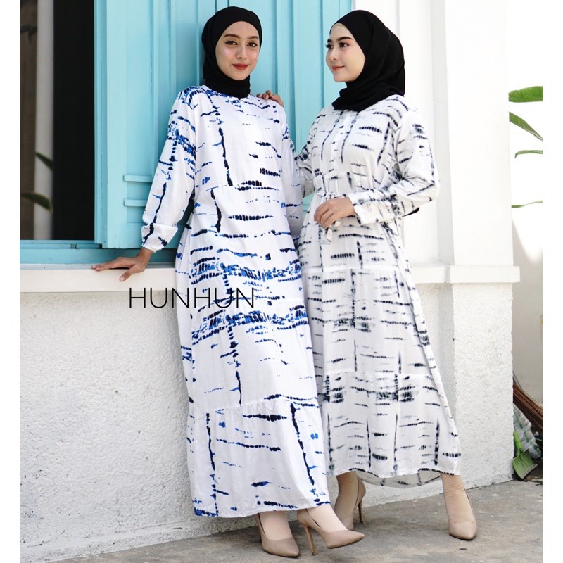 Heila Homey Dress Hesla Bilar Tiedye Tie Dye Maxy Gamis Rayon Premium Hits Selebgram Pusatgrosir_solo