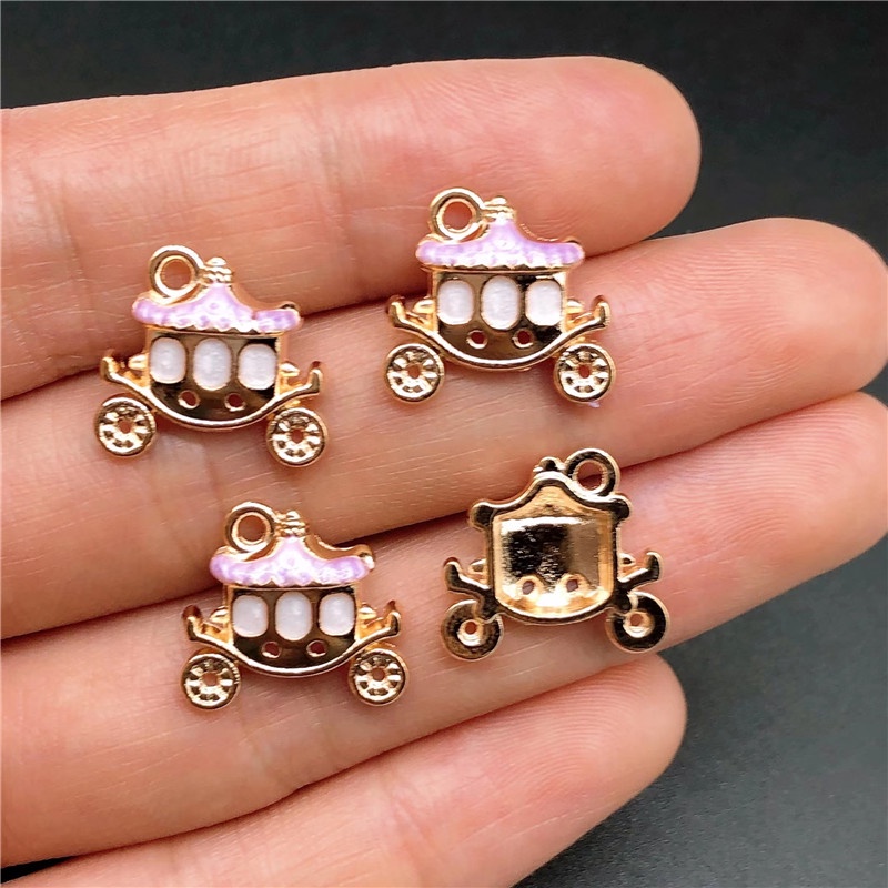 4pcs Liontin Enamel Bentuk Labu Mobil Bahan Alloy Charms