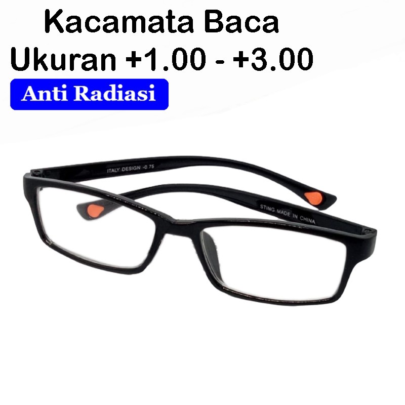 Kacamata Baca Plus (+) Lensa Anti Radiasi Komputer Hp Kacamata Plus Blueray Pria Wanita ukuran +1.00 s/d +3.00 Kacamata rabun dekat