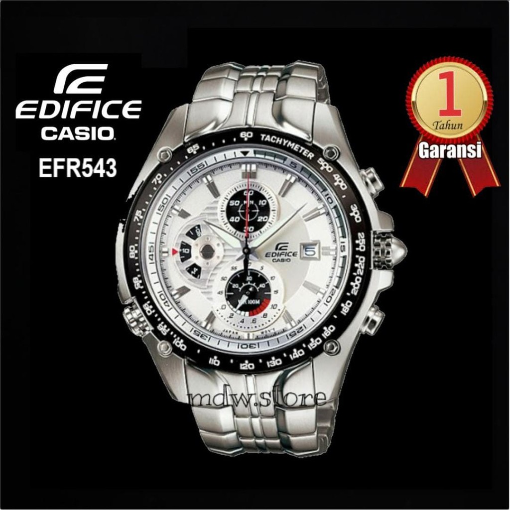 Casio Edifice Original Type EFR543 EFR 543 Silver Stainless Jam Tangan Pria