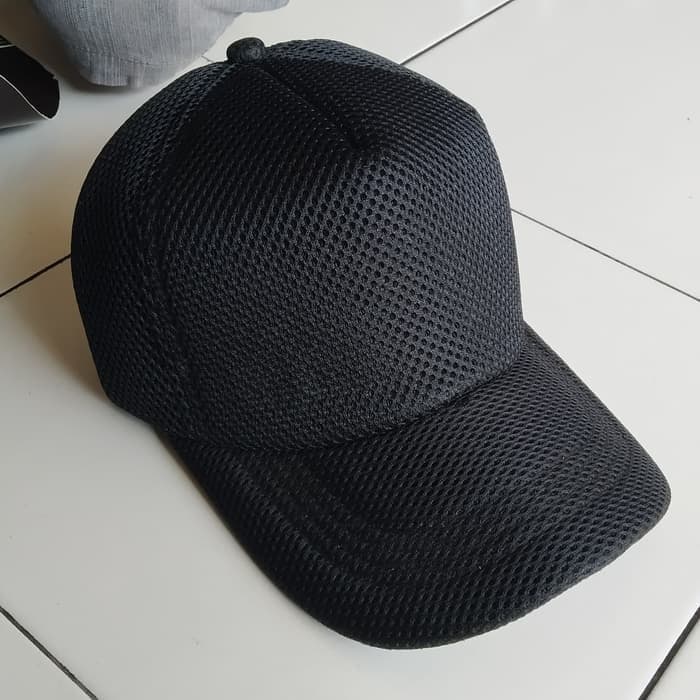 Topi Hitam Jaring Polos Topi Hitam TNI Menwa Pramuka Brimob