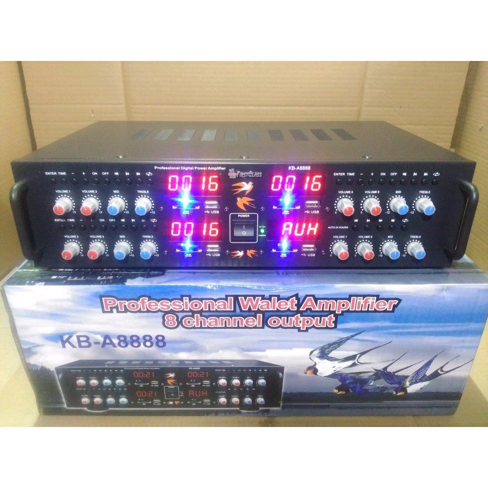 AMPLI 8 CHANNEL FIRSTCLASS KB A8888 ALAT PEMANGGIL BURUNG WALET AMPLIFIER