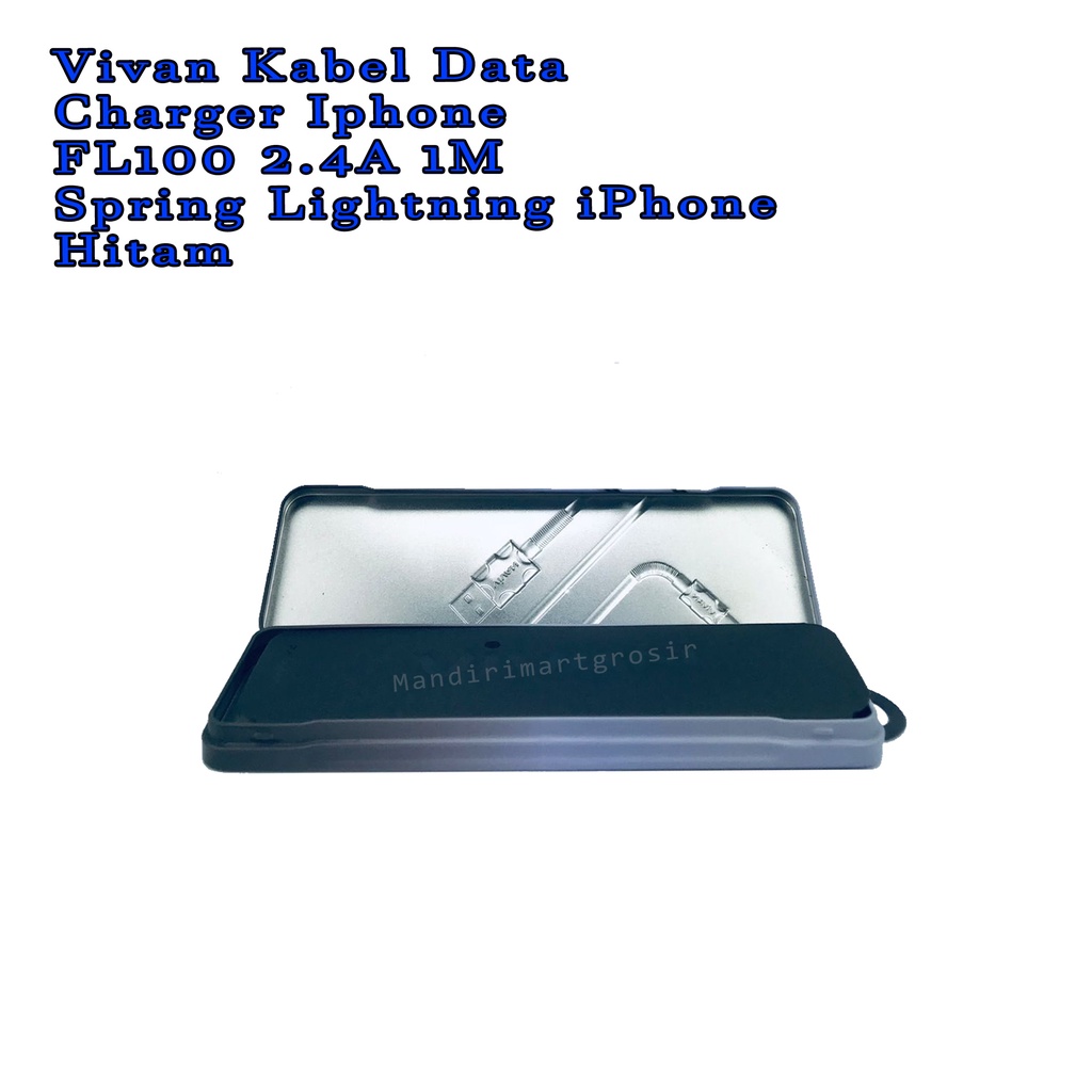 Charger Iphone FL100 2.4A 1M *Vivan Kabel Data * Spring Lightning iPhone * Hitam